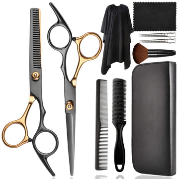 10pcs/Set Hair Cutting Scissors Kit, Stainless Steel Hairdressing Shears Set, Professional Hair Cutting Thinning Scissors For Barber Home Use