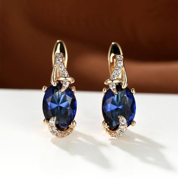 Women's 18K Gold Plated Various Colored Oval Stone Stud Drop Earrings Jewelry