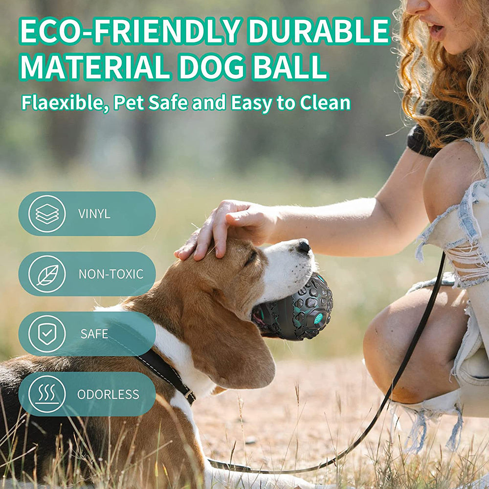 Interactive Dog Toy for Molar Cleaning and Play - Meteorite Shape with Sound for Bully Breeds, Retrievers, Collies, and Poodles