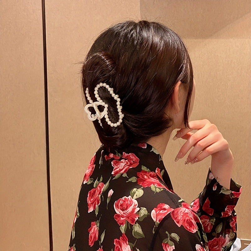 8pcs Luxurious Faux Pearl Hair Claw Clips - Non-Slip Strong Hold Grip, Perfect for Thick Hair, Easy to Use, Comfortable, Stylish Hair Accessories for Women