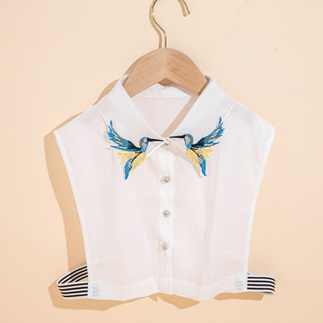 Elegant Crane Wing Detachable Collar - Fashionable Polyester Half-Shirt Style, Hand Wash/Dry Clean