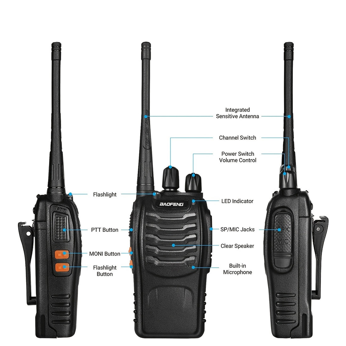 2PCS BAOFENG BF-888S UHF 400-480MHz Amateur Radio Handheld Two Way Radio - UHF Portable Walkie Talkies - For Adults -  Suitable for Hiking, Biking, Camping - Perfect Gift for Outdoor Enthusiasts