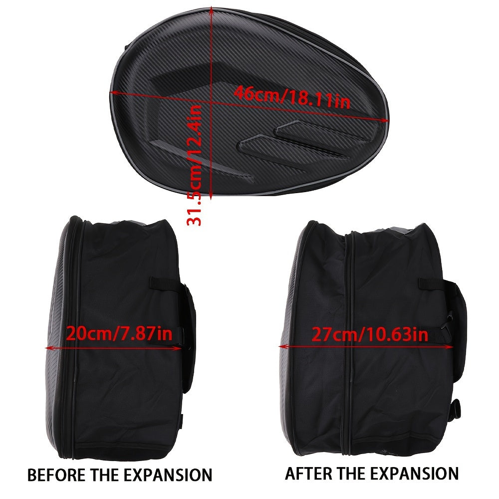 JFG RACING Motorcycle Saddlebags - 9.51gal-15.32gal Expandable, Adjustable Strap, Durable EVA Material, Black - Fits Davidson, for SUZUKI, Yamaha, Kawasaki