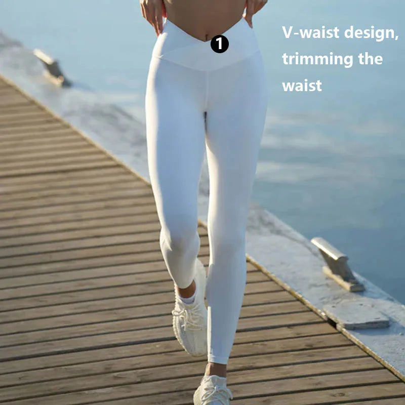 XW-8808 Wholesale V Shape High Waist Slimming Gym Sportswear Custom Hip Line Sports Fitness Yoga Leggings for Women