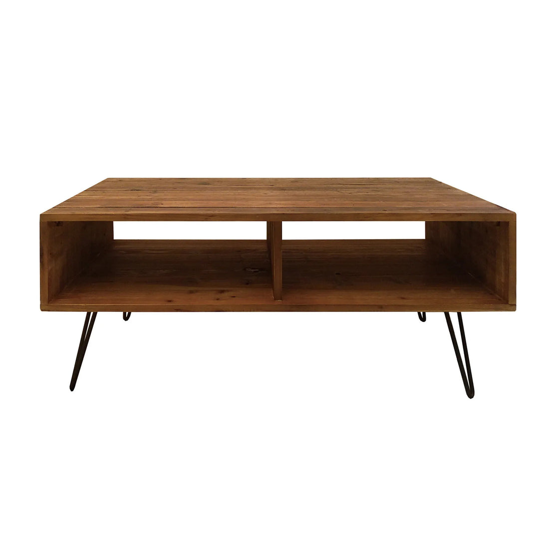HMS 23\" Convertible Living Room Coffee Table Brown and Black Wood and Metal with Glass Top and Storage Shelf for Entry Use