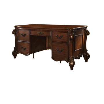 HMS 74 Brown Executive Desk with Five Drawers Solid Wood and Melamine Versatile Office or Bedroom Computer Table