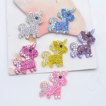 12Pcs 27*30mm Bling Kawaii Unicorn Rhinestone Patches for DIY Clothes Hat Decor Headwear Hairband Supplies Accessories Applique