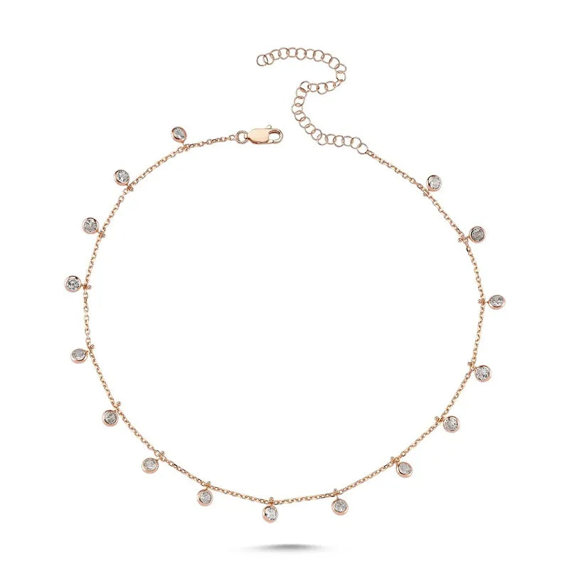 Fashion Elegant Jewelry 14" Choker Cz Drop Charm Wedding Gift Women Cz Choker Necklace