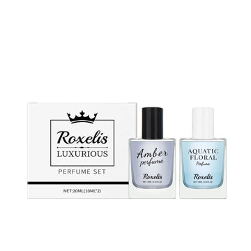 Roxelis Luxury Eau De Toilette Set Warm Amber and Fresh Aquatic Floral Exquisite Gift Box Premium Perfume Set