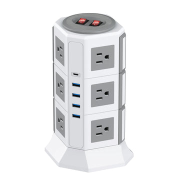 110V  125V Portable Electronic Sockets 3-layer  Vertical Power Strip With Good Quality 6.6ft Extension Cord