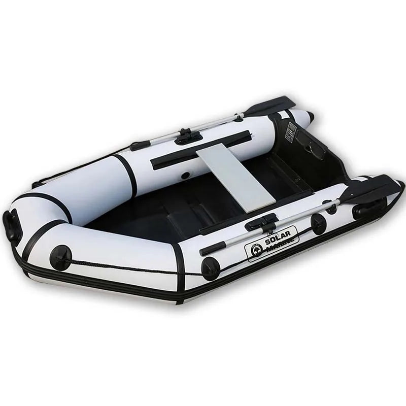 SolarMarine 2 Person 230cm 2.3m 7.5ft Slat Wood Floor 0.9mm Thickened PVC Inflatable Speed Assault Boat With Oar Accessories