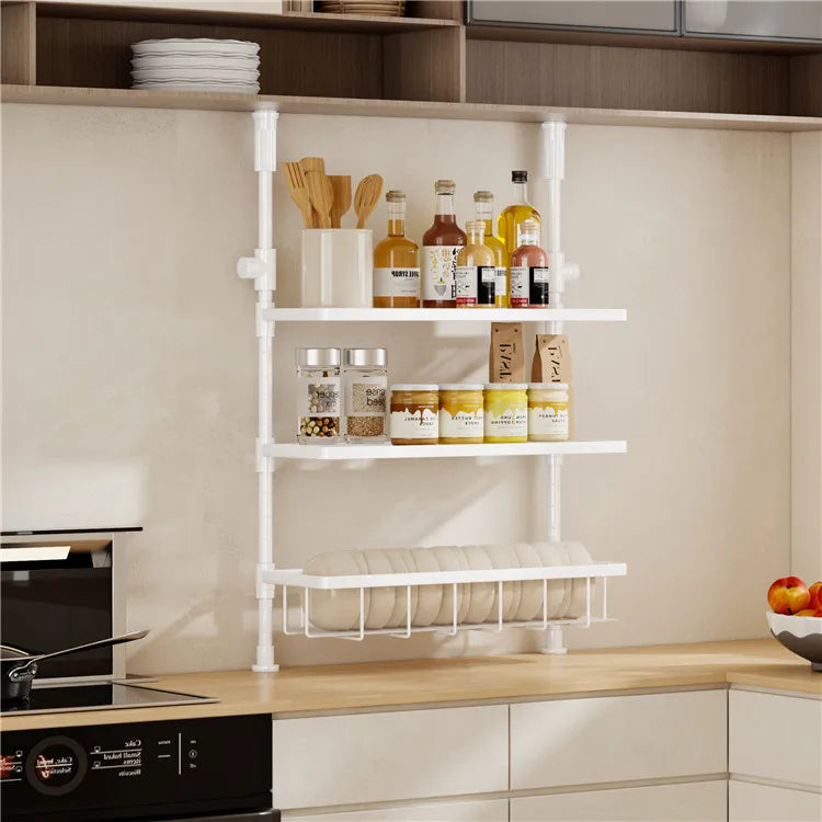Factory Direct 3-Tier Wall-Mounted Metal Seasoning Rack Multifunction Countertop Kitchenware Storage Organization
