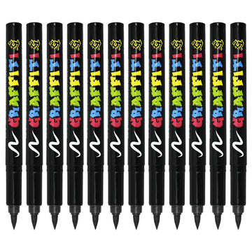 Acrylic Paint Pens, Soft Brush Tip Acrylic Paint Markers, Acrylic Markers Ideal for Canvas, Stone, Glass, Ceramic(12 Pcs Black)