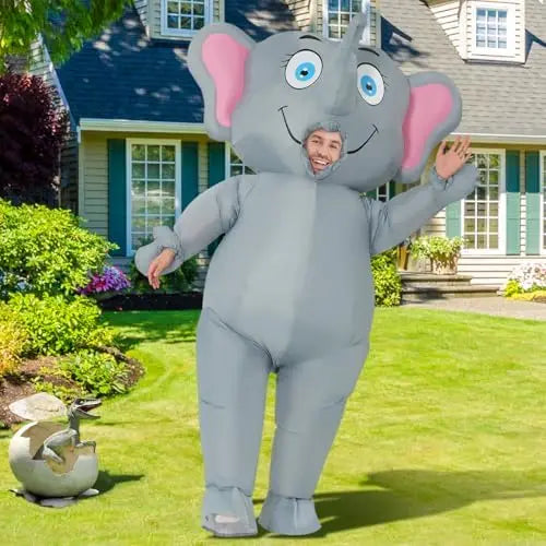 GOOSH Funny Inflatable Elephant Costume for Adults Halloween Blow-up Cosplay for Men and Women Party Decorations