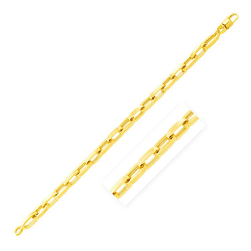 14k Yellow Gold 8 1/2 Inch Men's Wide Paperclip Chain Bracelet Fashionable Link Bracelet