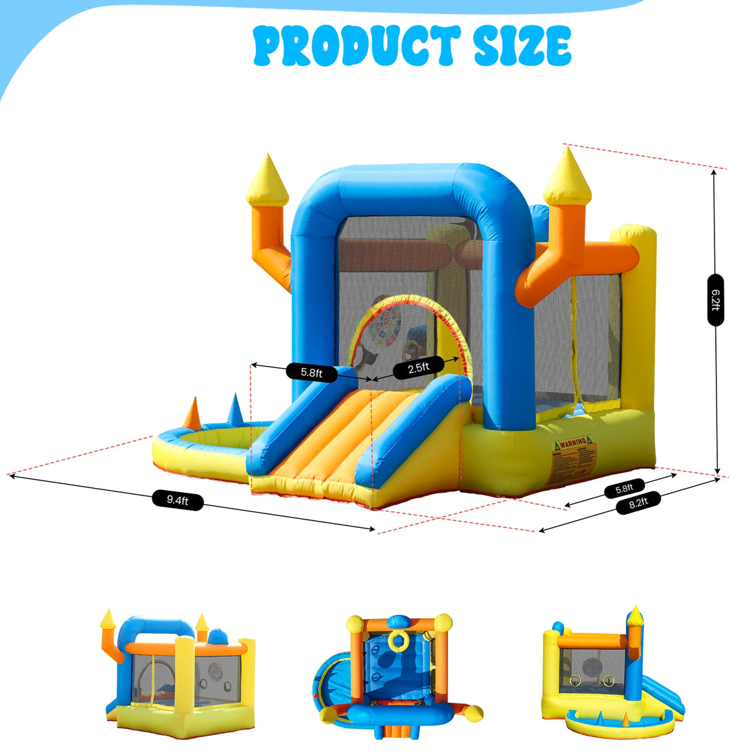 Kids Inflatable Bounce House Combo Party Toddler Inflatable Jumping Bouncy Castle with Slide,Pool,Basket,Dartboard,Trampoline