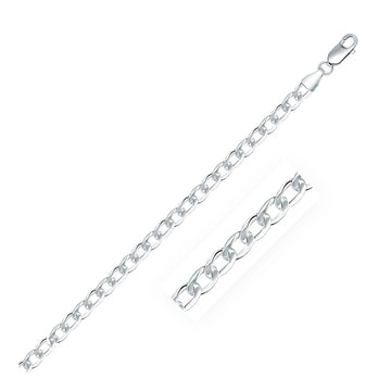 UD 4.7mm Sterling Silver Curb Style Chain Rhodium Plated Jewelry Findings