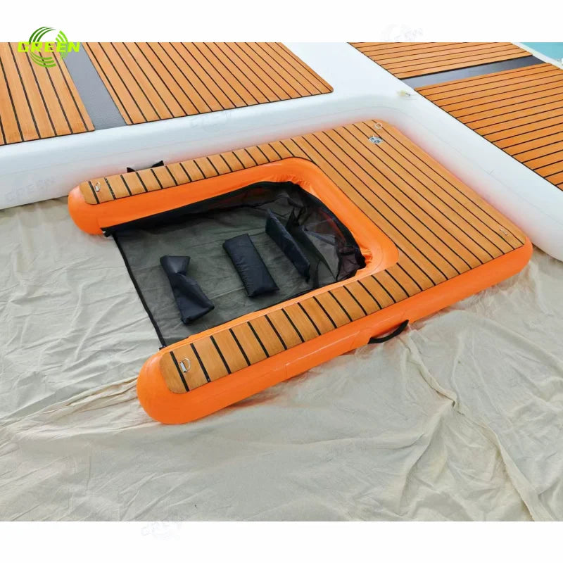 Green Portable Inflatable Boat Ramp Float Ramp Ladder on Water Pet Boat or Pool Floating Climb Air Dock Platform Dog Ramp