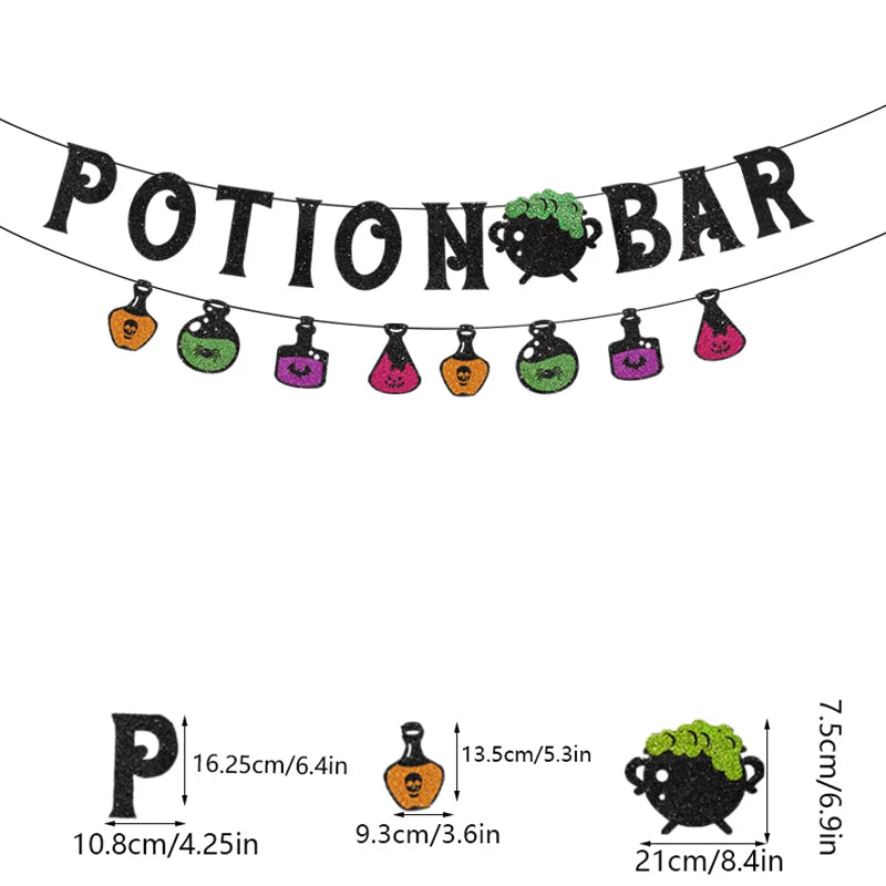 1pc Potion Bar Halloween Theme Party Decorations, Halloween Flags, Halloween Banners, Halloween Decorations for Background Walls