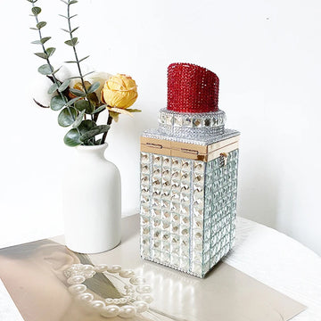 Luxury Fashion Lipstick Bag Bling Crystal Clutches Rhinestone Banquet Evening Purse Women Wedding Handbag