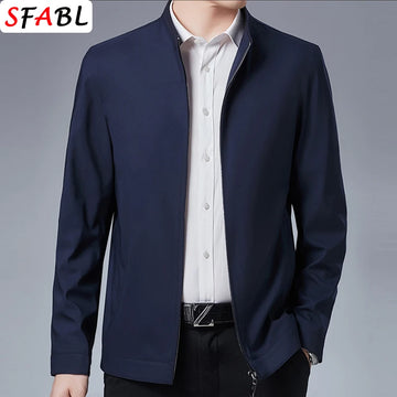 Solid Quality Men's Jacket Business Casual Luxury Blazer for Men Zipper Jacket Office Dress Coat Spring Autumn New Outerwear 3XL