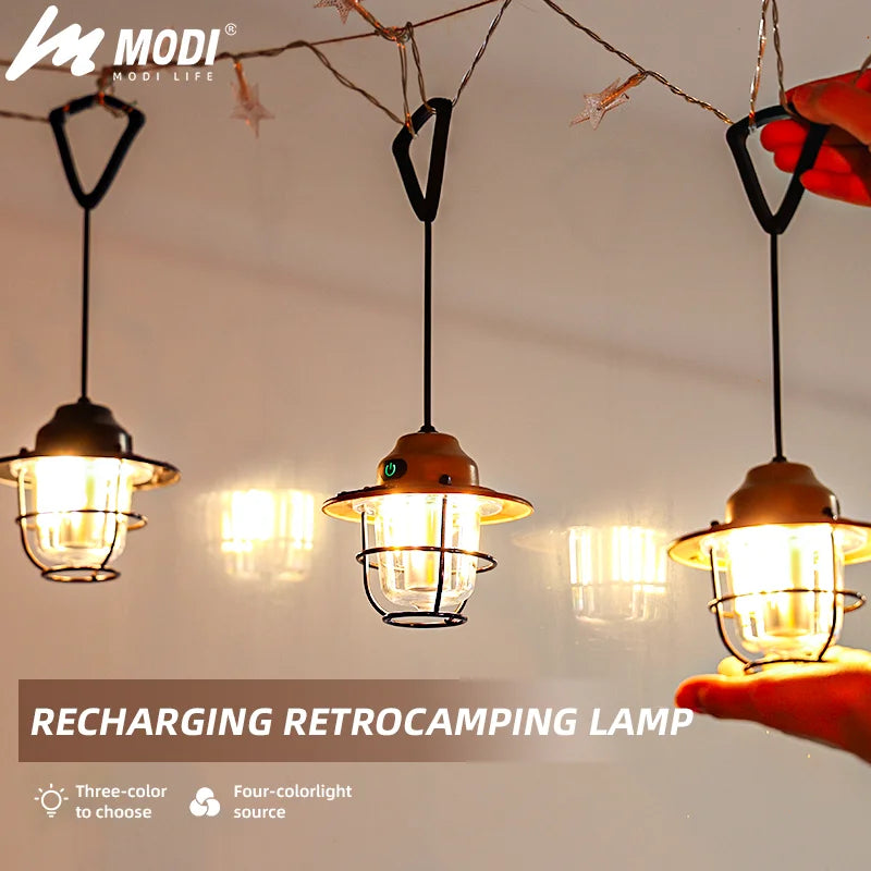 Modern outdoor camping lamp, infinitely dimmable atmosphere lamp, metal campsite lamp.