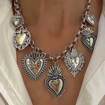 1Pc Fashion Exquisite Women's O-chain Choker Necklace Geometric Irregular Heart-shaped Pendant Necklace Y2K Daily Party Jewelry