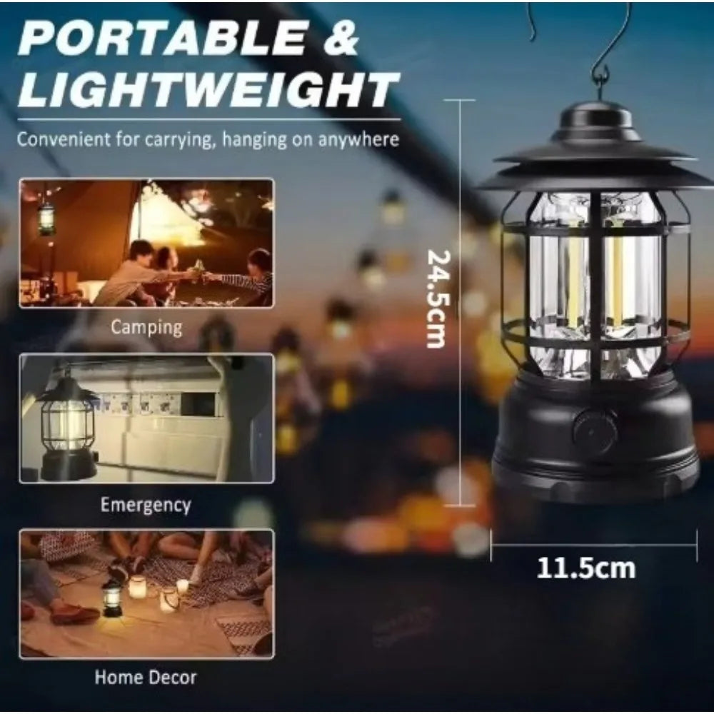 Camping Light with Continuous Dimming Portable Waterproof for Hiking Home Emergency Power Outage Suitable for Indoor and Outdoor