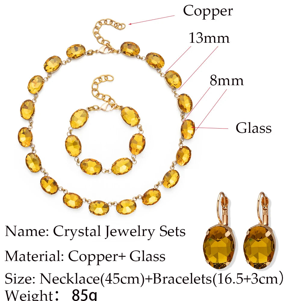2023 New Crystal Jewelry Sets For Women Claw Setting Diamond Necklace Bracelets Earrings Sets For Wedding Party Accessory