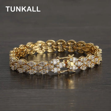 Bling Bling Women Bracelets Brass 3 Line CZ Tennis Chain Bracelets Wedding Party Gift BB140