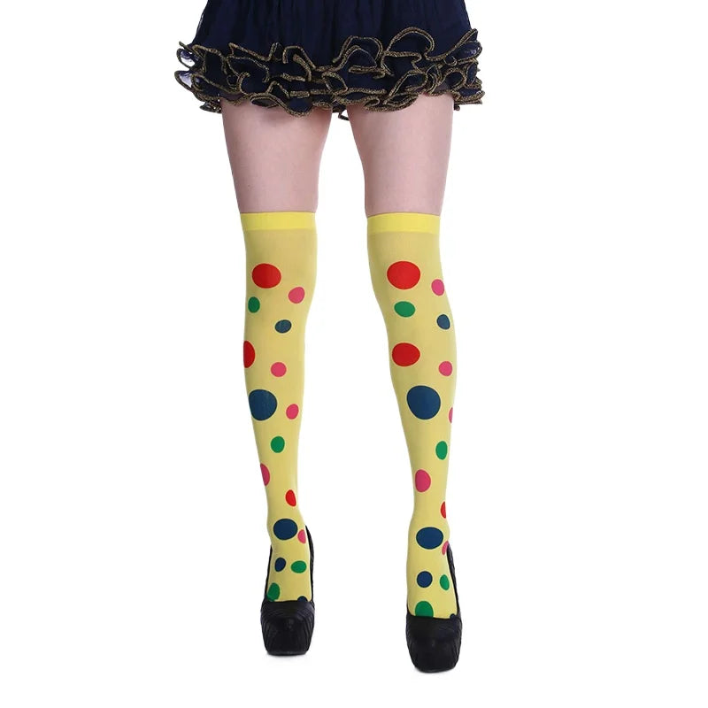 Halloween Party Stockings Clown Dotted Knee High Socks Holiday DIY Decorations