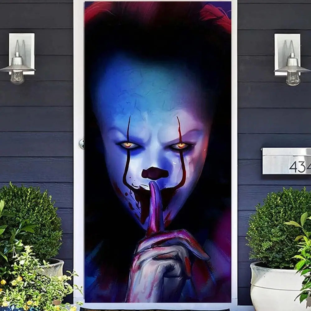 Halloween Banner Decoration Door Cover Backdrop Trick or Treat Horror Movie Character Killer Creepy Scary Terror Birthday Party