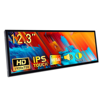 12.3 inch touch screen monitor with HDMI and Type C, 1920x720 IPS display, LCD bar computer secondary extension screen