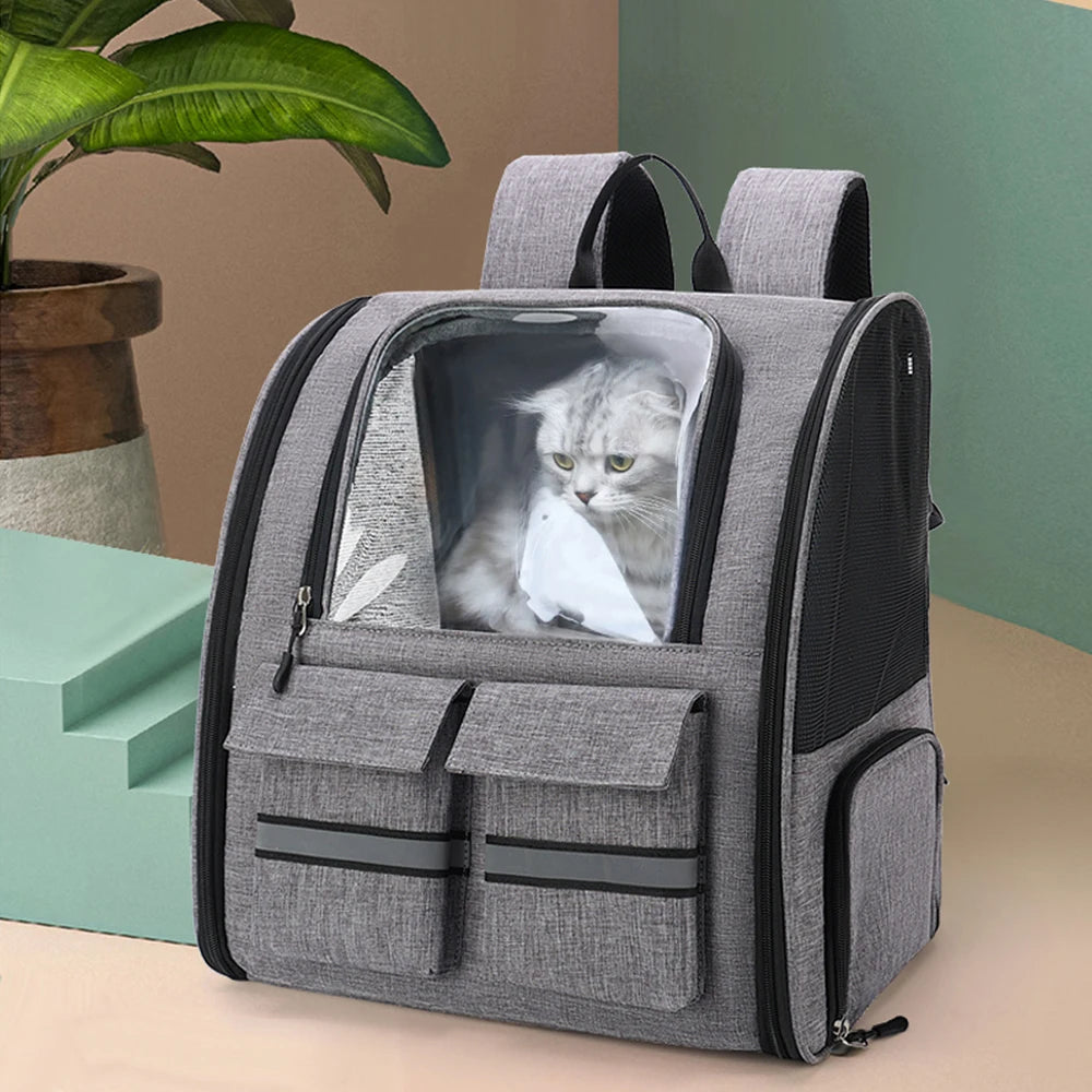 Breathable Pet Trolley Case Portable Cat Backpack Large Capacity Pet Travel Carrier Bag Detachable Outdoor Pet Stroller