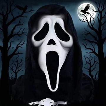 Halloween cosplay horror, funny screaming, grimace mask, scary headgear, adult dance props, latex NPC role play