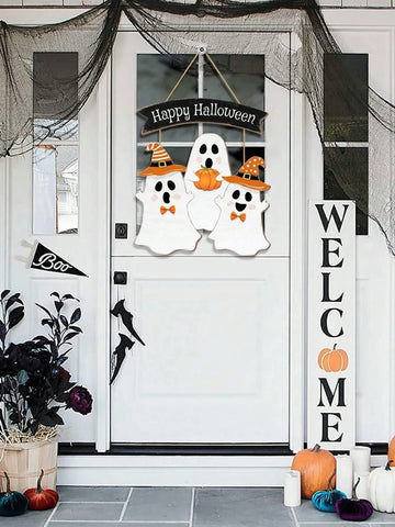 1 Halloween Ghost Door Sign  Decorations, Halloween Pumpkin Indoor Outdoor Yard Wall Halloween Party Decorations,Halloween Decor