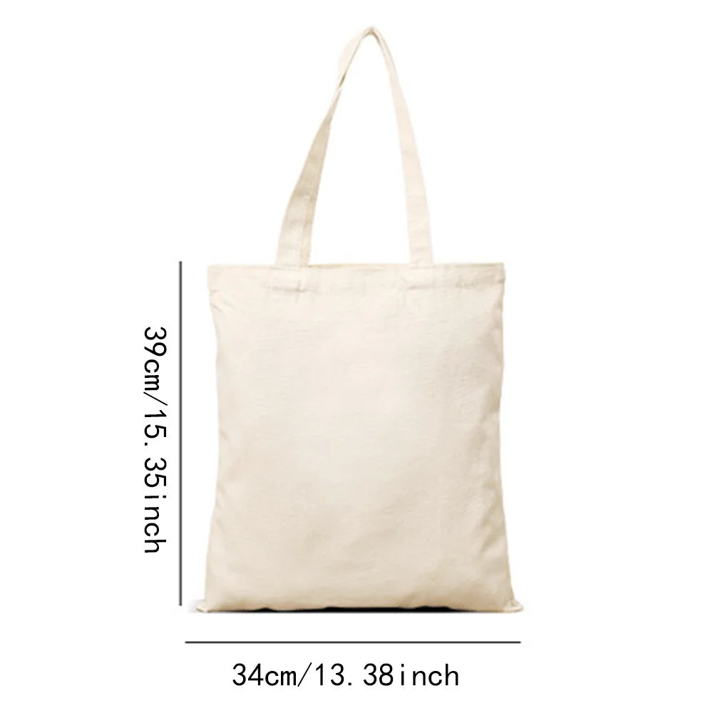 Women's Cute Canvas Tote Bag Reusable Cotton Bag for Lunch Shopping and Beach,  Cartoon Pattern Shoulder Bag