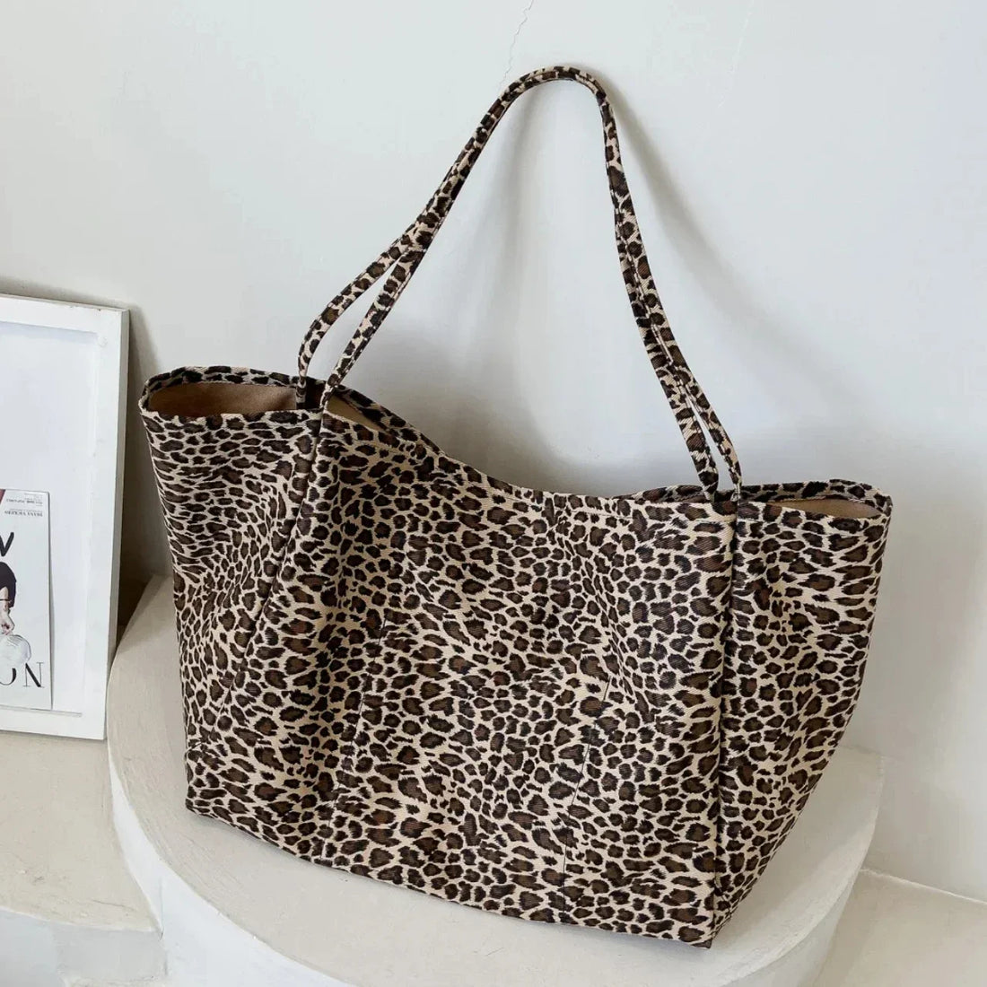 Fashion Women's Shopping Handbag Leopard Pattern Crossbody Bag Large Capacity Shoulder Bag Simple Canvas Female Bags Сумка