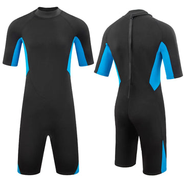 Men's Wetsuit 3mm Neoprene Short Sleeve One Piece Spring Diving Suit Back Front Zip Surfing Diving Swimming Snorkeling Kayaking