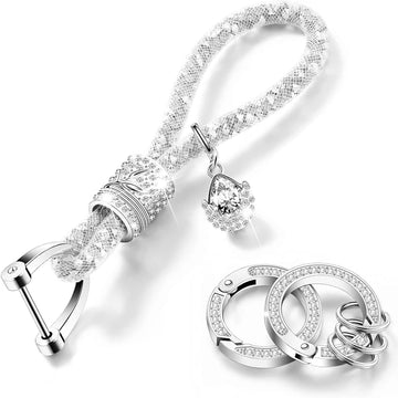 Crystal Bling Car Keychain for Women Teen Girls Glitter Rhinestone Keychain Ring Strap Keychains Accessories Car Key Decorations
