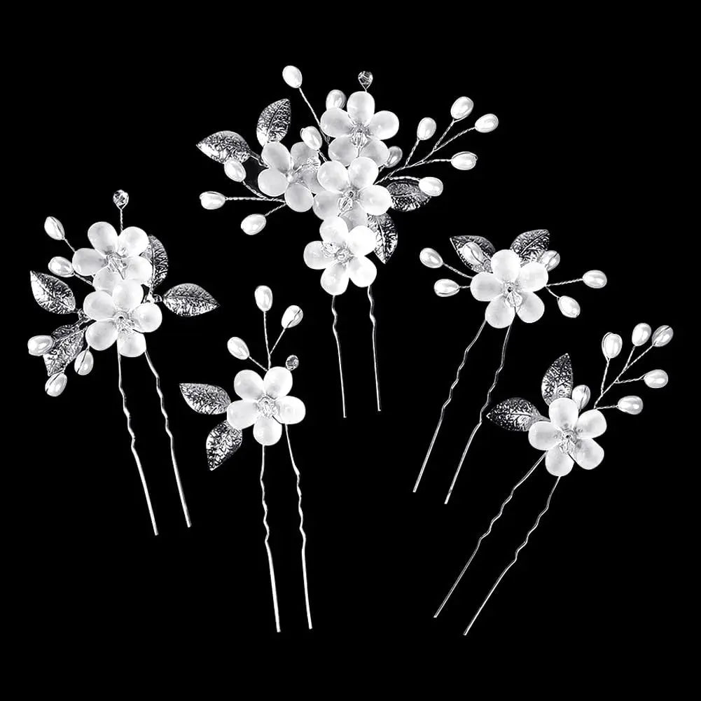 Transparent Material Crystal Flower U-shaped Hairpin Pin Headpiece Bridal Wedding Headpiece