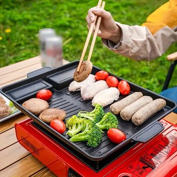1 non-stick smokeless rectangular baking pan, suitable for indoor and outdoor cooking, restaurant supplies, made of metal