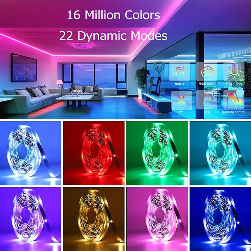 LED Strip Lights 10m 20m 30m Music Sync RGB Led Strip Tape Lights for Room Home Party Decoration TV Backlight Felxible Ribbon