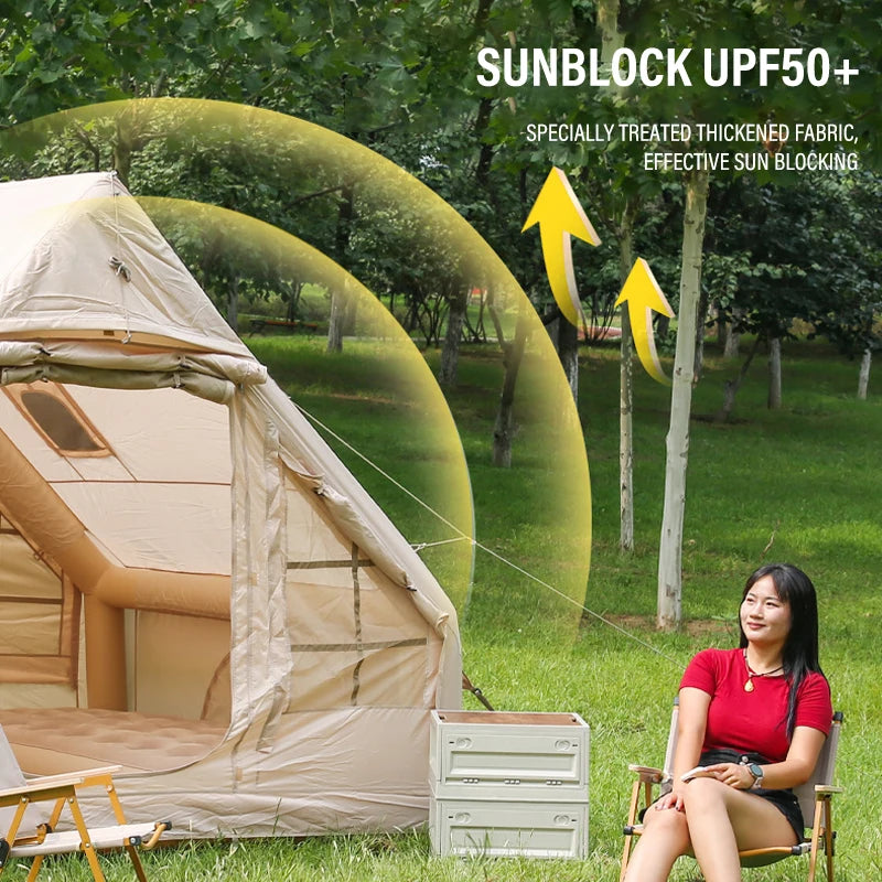 Inflate and Go Camping Tent for 3-4 Persons, Waterproof and Thickened Material Ensures Dry and Cozy Overnights in Nature