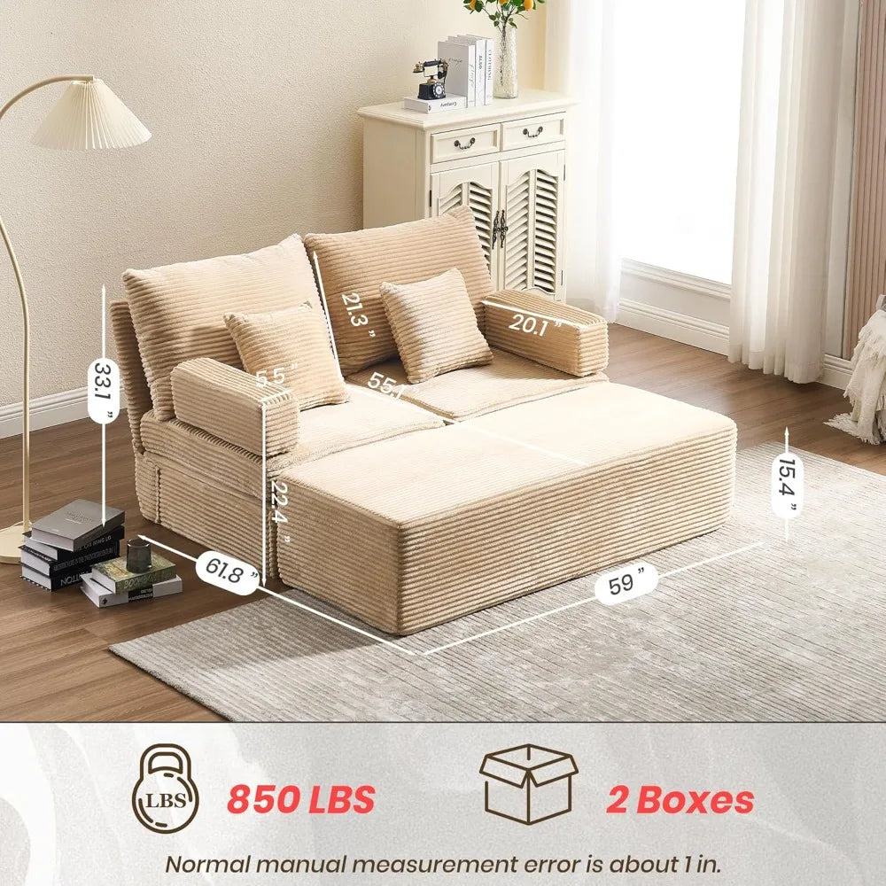 59inch chaise lounge indoor, oversized chaise lounge sofa with storage removeable ottoman corduroy extra large wide comfortable