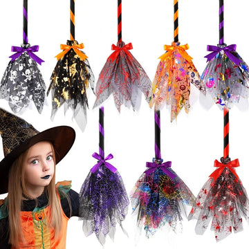 Halloween Witch Broom Witch Costume Broom Removable Wizard Broomstick for Adult Kids Halloween Masquerade Cosplay Props