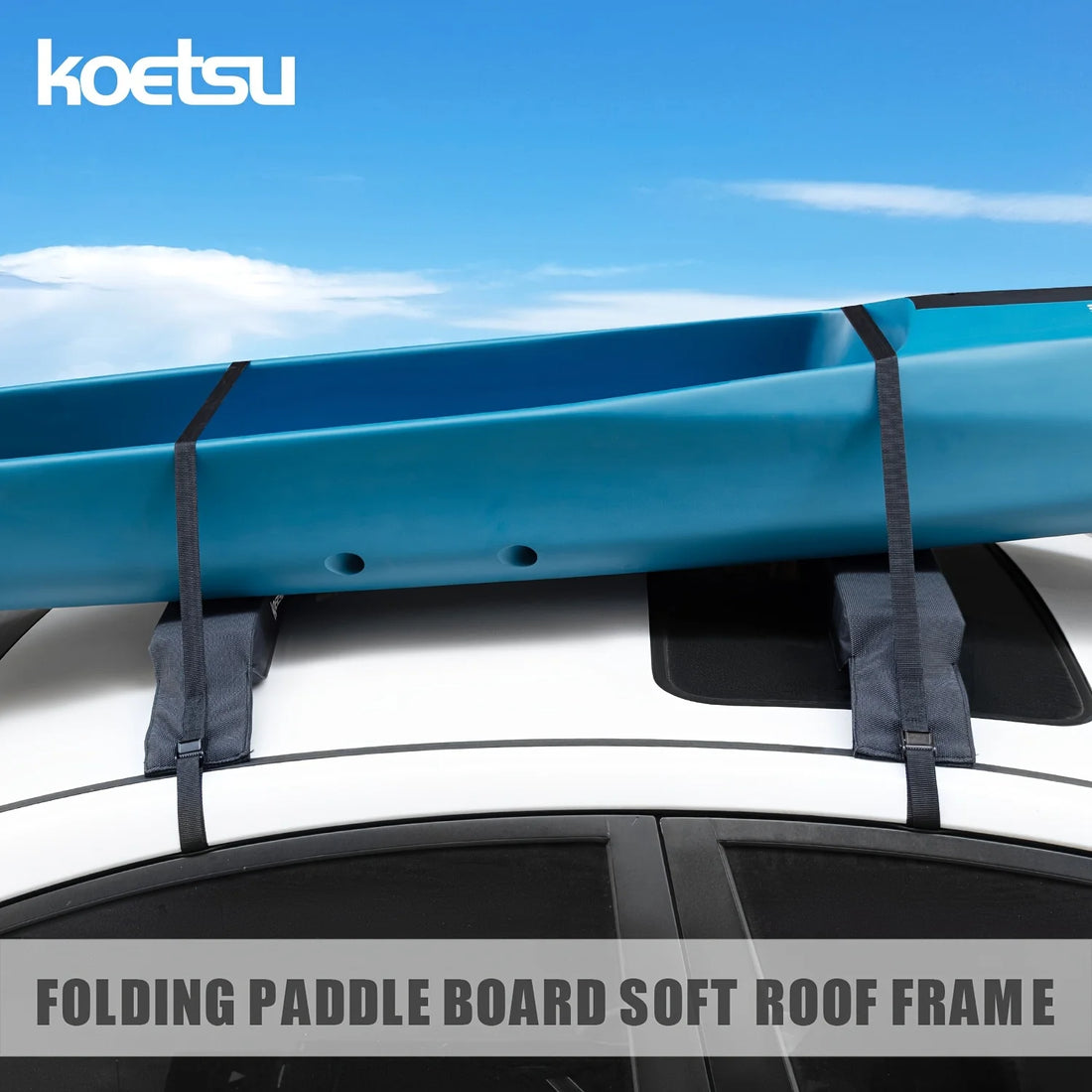 KOETSU Portable Foldable Paddleboard Soft Roof Rack SUP and Hardboard Travel Carrier Folds into a Backpack for Easy Transport