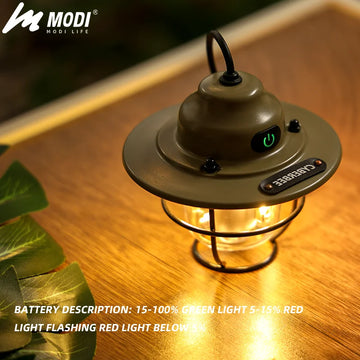 Modern outdoor camping lamp, infinitely dimmable atmosphere lamp, metal campsite lamp.