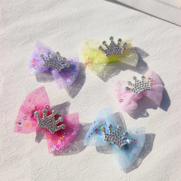 Fashion Bling Bows Crown Pet Hairpin Handmake Hair Accessories Dog Cat Alloy Clip Dog Grooming Accessories Pet Supplies