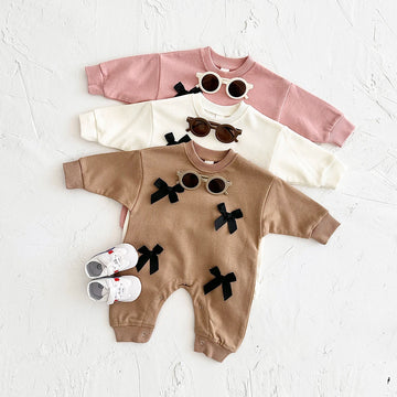 Newborn Baby Girl Clothes Bow Infant Jumpsuit Autumn Babygrow Romper Cotton Kids Toddler Children Clothing 0-18 Months